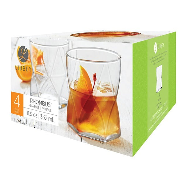 Libbey Rhombus 4pc DOF Whiskey Drinkware Set