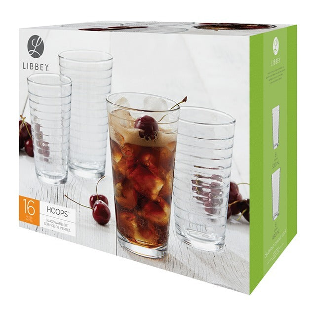 Libbey Hoops 16pc Drinkware Set