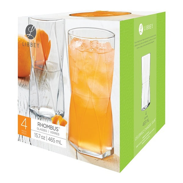 Libbey Rhombus 4pc Hiball Cooler Drinkware Set